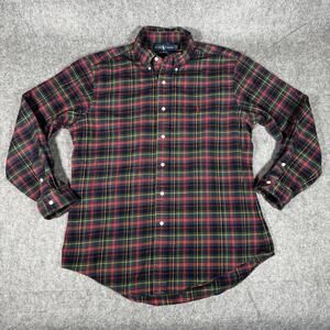 Polo Ralph Lauren Men's Shirt Large Red Green Plaid Tartan Preppy Academia Pony